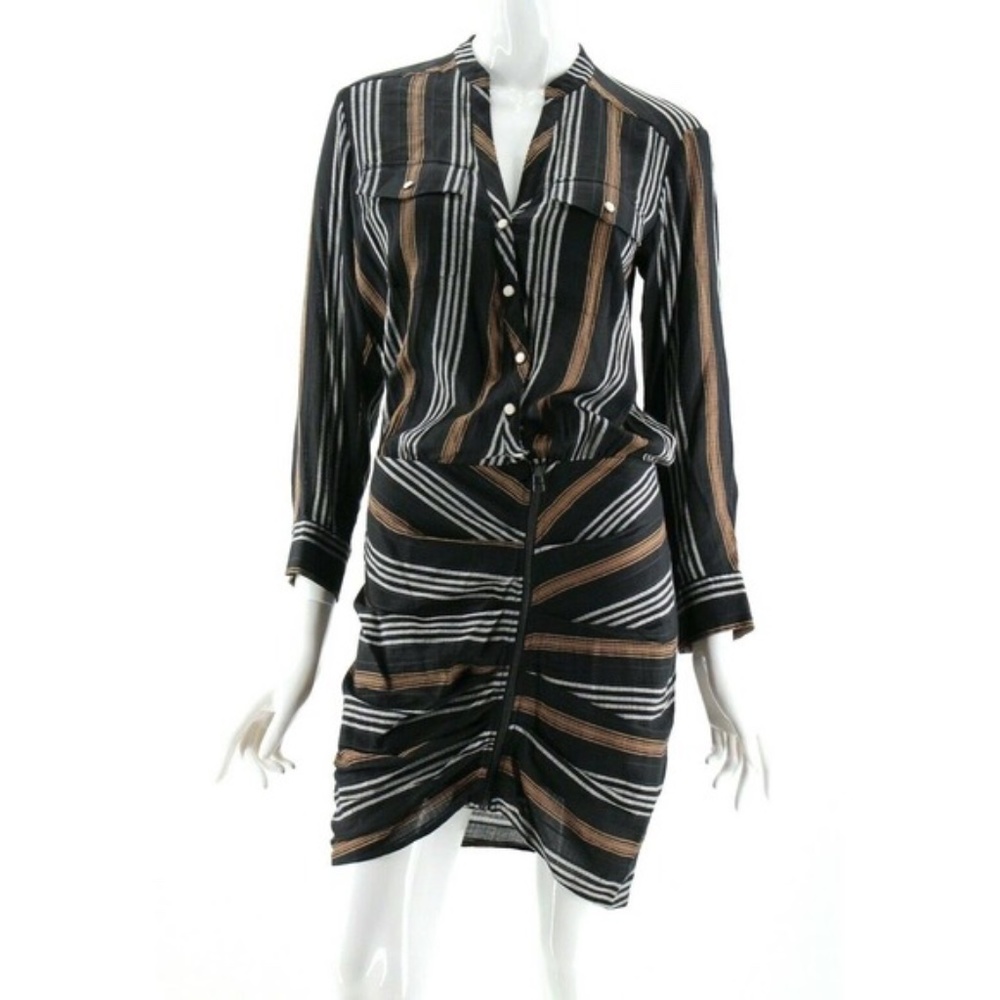 Veronica Beard Emory Ruched Cargo Shirt Dress Size 0 NWT